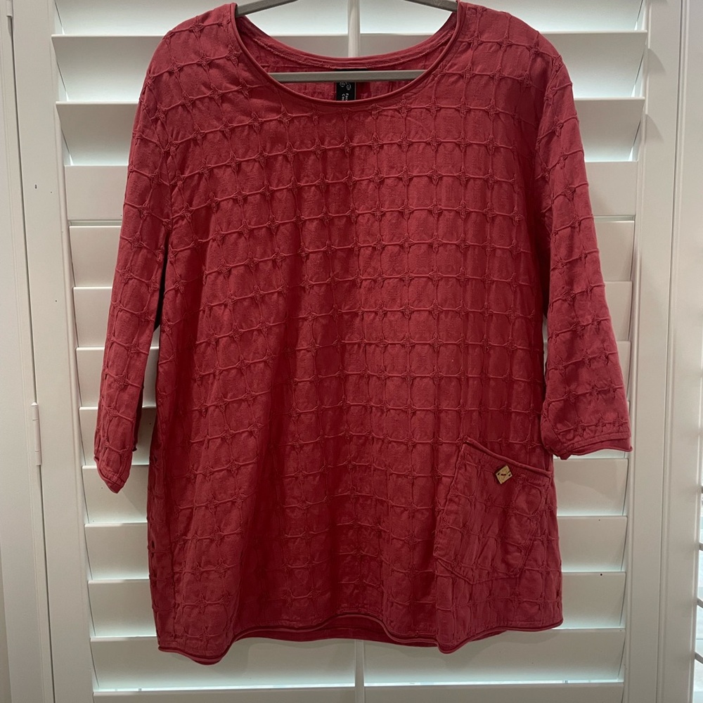 Focus Casual Life Coral cotton linen textured top